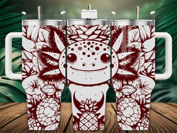 Pineapple Fruits Axolotl Tumbler Wrap Graphics