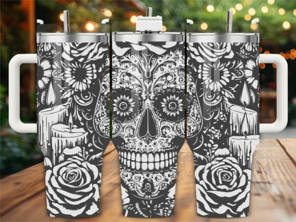 Sugar Skull Tumbler Wrap: Tumbler Wraps Graphics for Branding