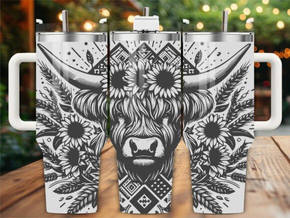 Sunflower Highland Cow Tumbler Wrap Graphics Review